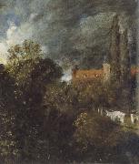 View in  Garden at Hampstead,with a Red House beyond John Constable